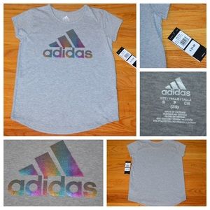 Youth girls Adidas shimmer logo t-shirt, size S 7/8 NWT